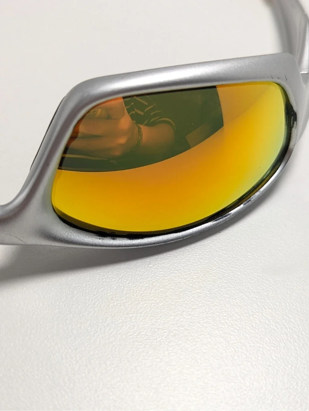 Oakley Straight 04-331 Fire Iridium Lens Silver Wrap Men's Sunglasses 61-18-135